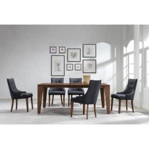CKE Gold Series-03-208-WL-SET 2 - Rectangular Solid Wood Dining Table C/W 6 Chairs With Cushion Seater