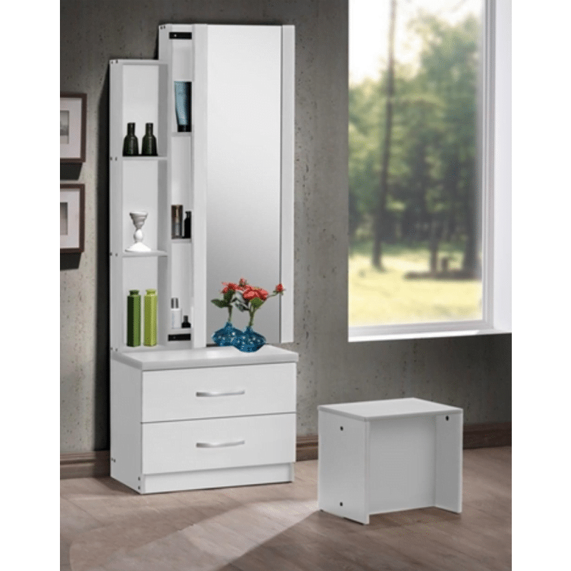 SB Series-DT103 White Dressing Table With Stool