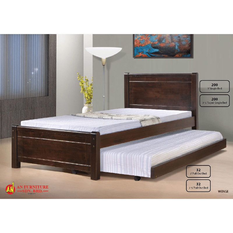 AMZ Series-200 - Solidwood Single Bed, Super Single Bed, Pullout