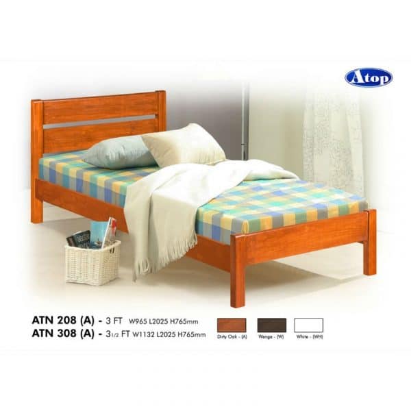 ATN Series-208 - Single Or Super Single Wooden Bed With Base 1 Or Base 2